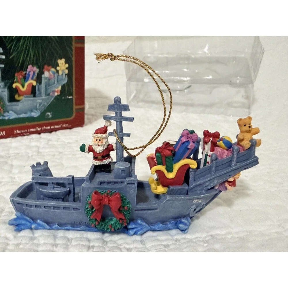 Vintage Carlton Cards AG 1998 USS SANTA Military Navy Holiday Ornament